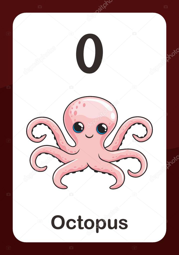 Animal Alphabet Flashcard - O for Octopus