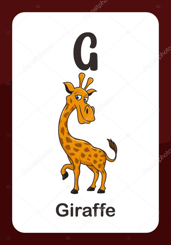 Animal Alphabet Flashcard - G for Giraffe