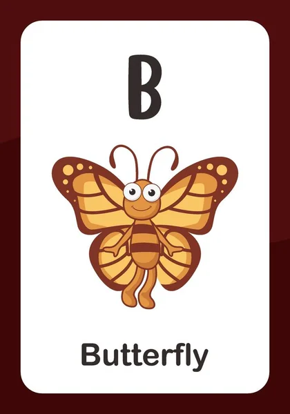 Ζωικό Αλφάβητο Flashcard Για Πεταλούδα — Διανυσματικό Αρχείο