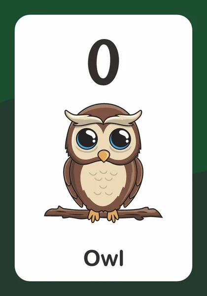 Animal Alphabet Flash Card Owl — стоковый вектор