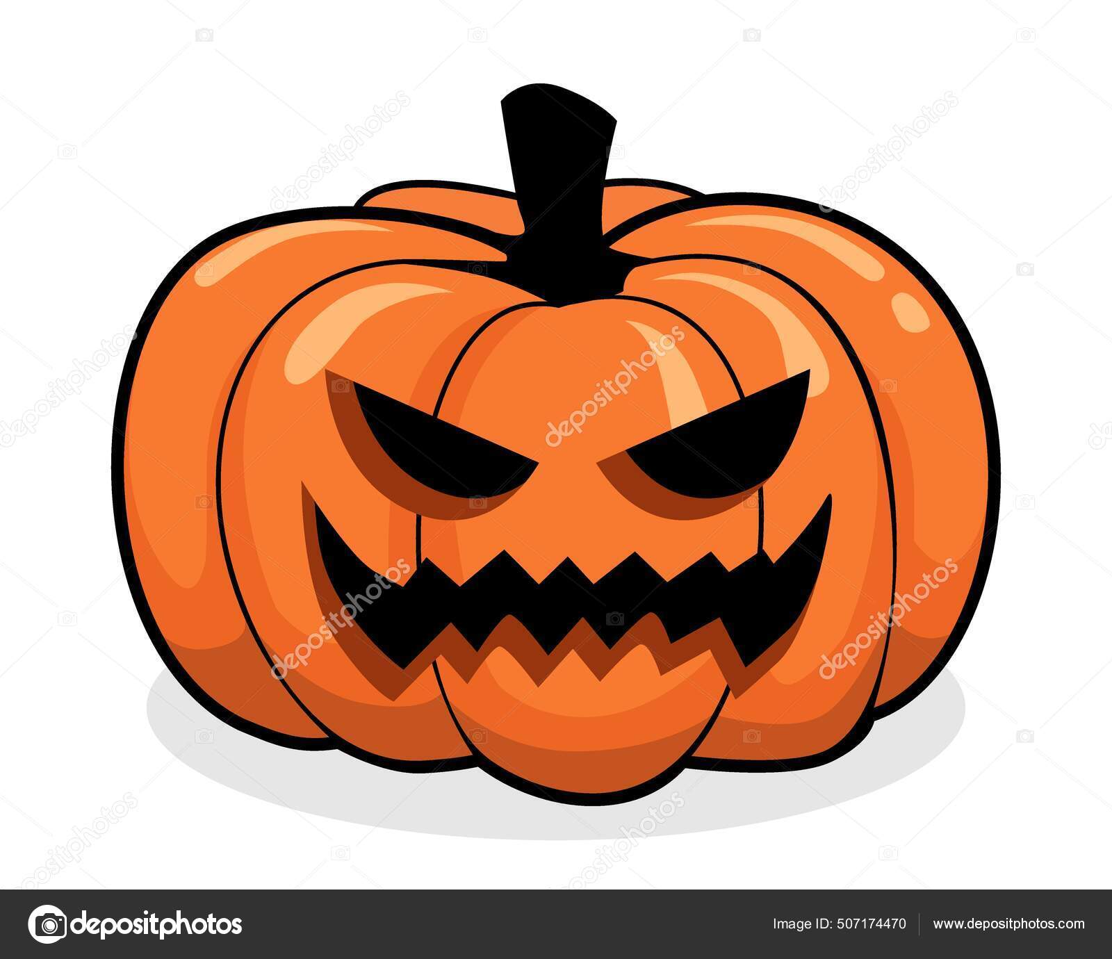 Abóbora assustadora de halloween simples com chapéu de bruxa em estilo  simples ilustração de abóbora de desenho animado