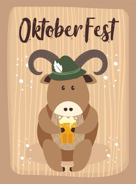 Cabra Oktoberfest Arte Dibujos Animados Cabra Linda Animales Octubre Cerveza —  Fotos de Stock