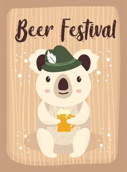 Koala Oktoberfest Art Cartoon Carino Koala Animali Ottobre Birra Festival — Foto Stock