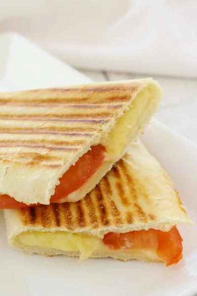 Toasted cheese and tomato panini — Stock Photo, Image