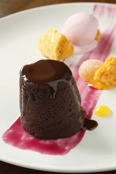 Choklad svamp dessert — Stockfoto