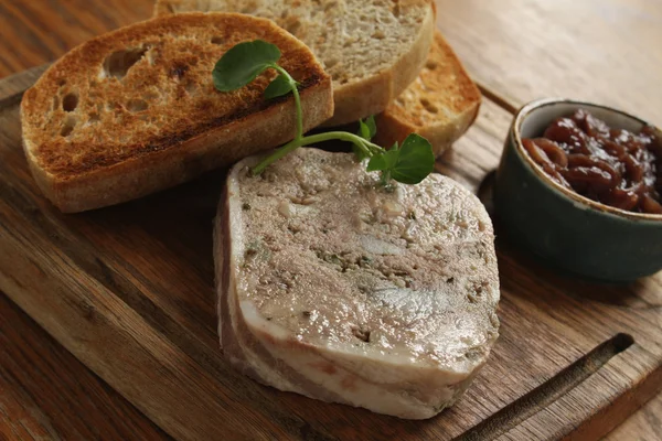 Pate with toast platter — Stock Photo, Image