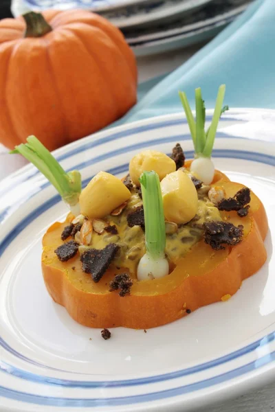 Plated munchkin pumpkin meal — Stock Photo, Image