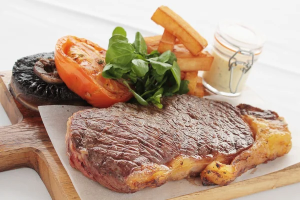 Sirloin steak plated meal — Stock Photo, Image