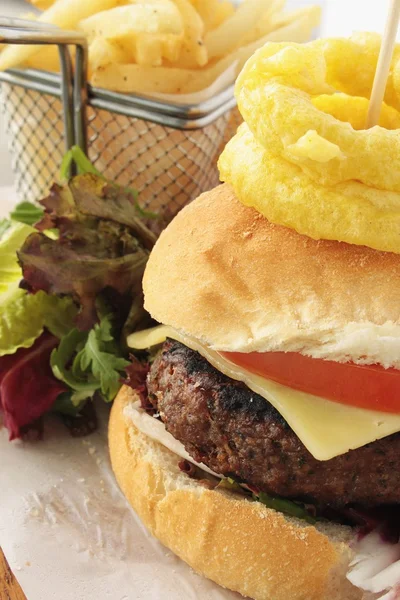 Burger plated meal — Stock Photo, Image