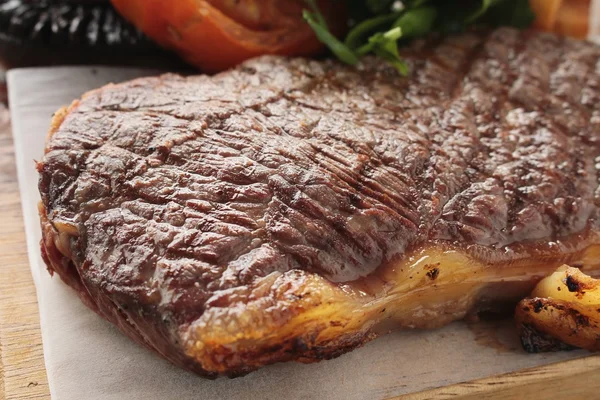 Sirloin steak plated meal — Stock Photo, Image