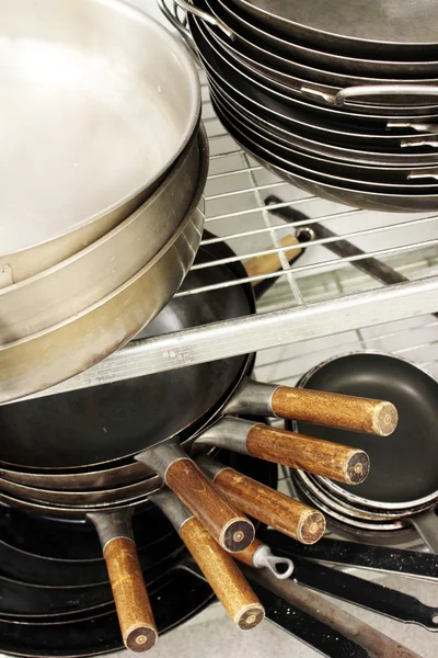 Kitchen pots and pans — Stock Photo, Image