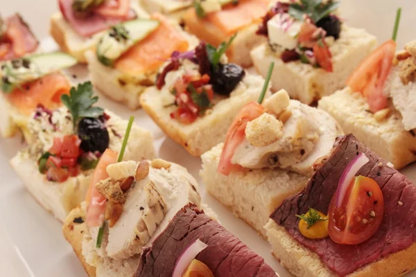 Offene Sandwiches Canapes — Stockfoto