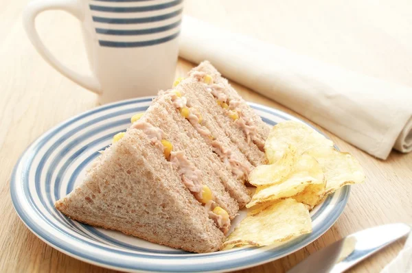 Plated tuna and sweetcorn sandwiches — Stock Photo, Image