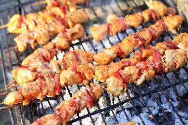 domuz eti kebap üzerinde Barbekü tavuk