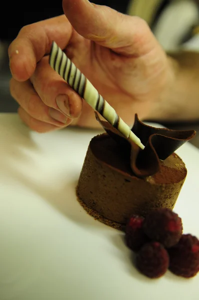 Plated chocolate dessert — Stock Photo, Image