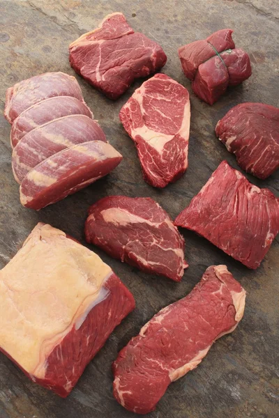 Selección de cortes de carne de res — Foto de Stock