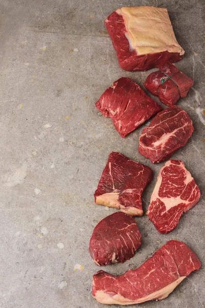 Selecção dos cortes de carne de bovino — Fotografia de Stock