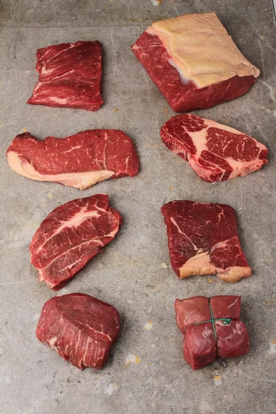 Selection of beef steak cuts — Stock Photo, Image