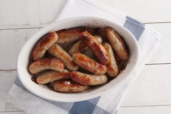 Cooked Bitish sausages — Stock Photo, Image