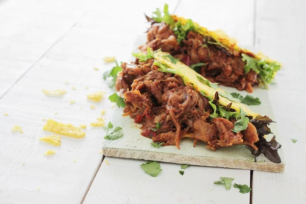 Getrokken varkensvlees taco broodjes wraps — Stockfoto