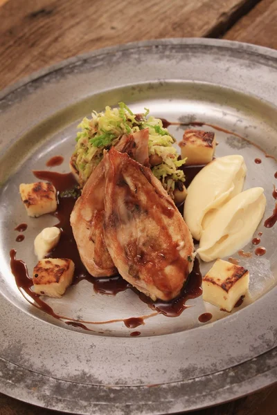 Plated partridge meal — Stock Photo, Image