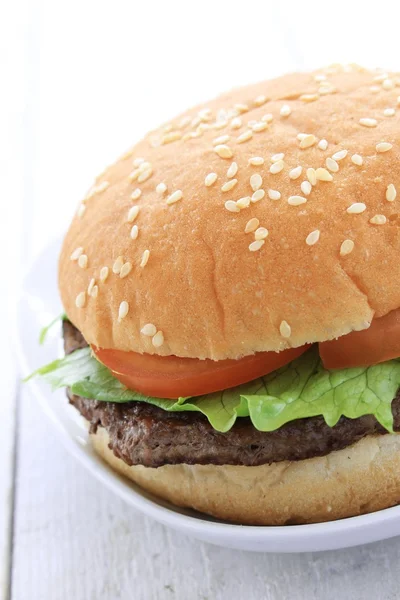 Hete Hamburger op plaat — Stockfoto
