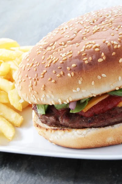 Hamburger v housce closeup — Stock fotografie
