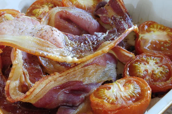 Plated pork dinner meal — Stock Photo, Image