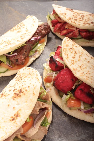 Tikka shish donner wrap sandwiches — Stock Photo, Image