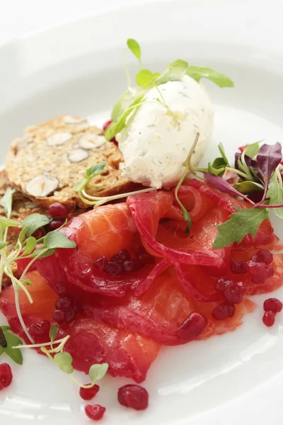 Smoked salmon starter — Stock Photo, Image