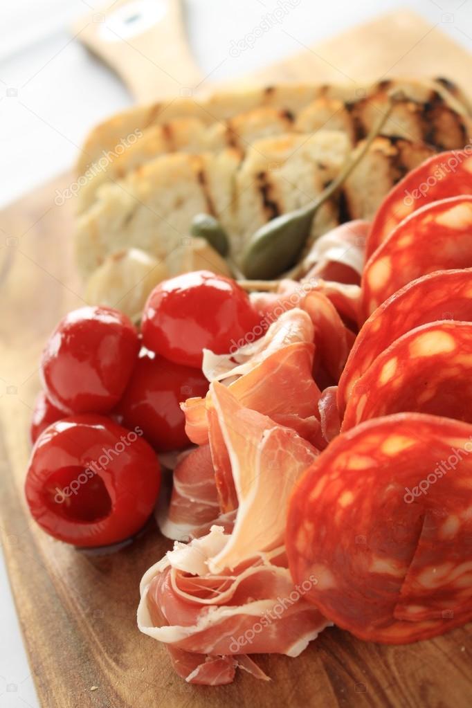 Meat cured salami tapas — Stock Photo © neillangan 89692742