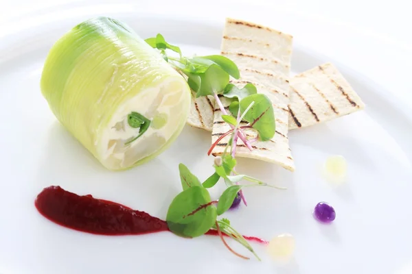 Fish and leek roulade — Stock Photo, Image