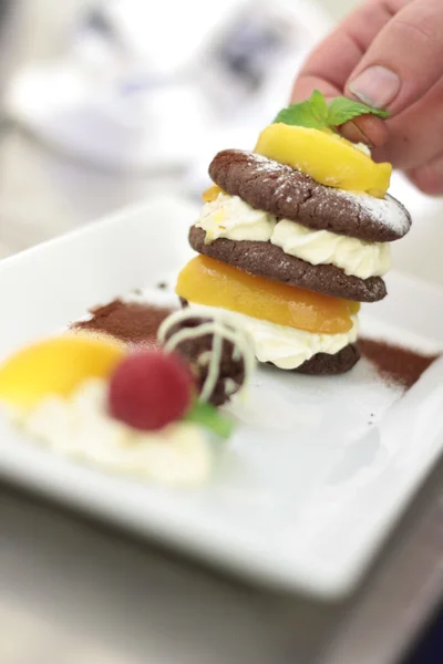 Placcato primo piano dessert — Foto Stock