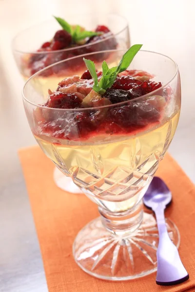 Jelly desserts in glasses — Stock Photo, Image