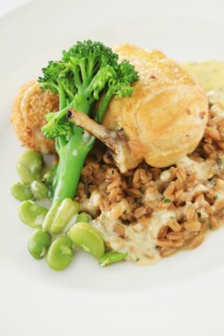 sağlıklı tavuk yemek tahıl ve sebze ile kaplama