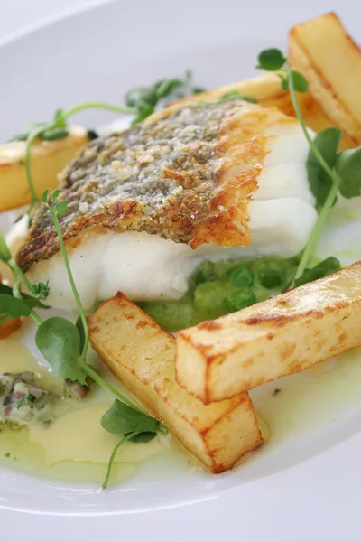 Gurmánské jídlo fish and chips — Stock fotografie