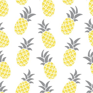 Ananas, gri ve sarı renkli kusursuz desen