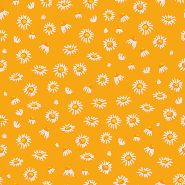 黄色背景上的夏季无缝花纹菊花 — 图库照片