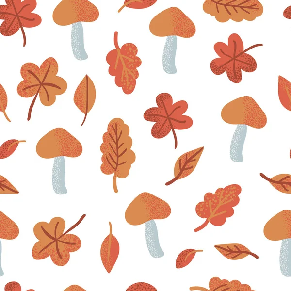 葉やキノコのベクトルシームレスパターン — ストックベクタ