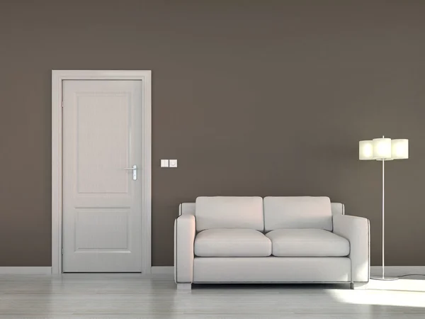Prázdné interiér s hnědou stěnu — Stock fotografie