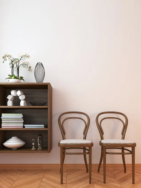 Interior with chair, cabinet and flower in composition — Stock Photo, Image