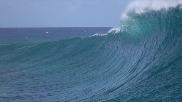 SLOW MOTION CLOSE UP: Grande onda di Teahopoo rottura e spruzzi — Video Stock