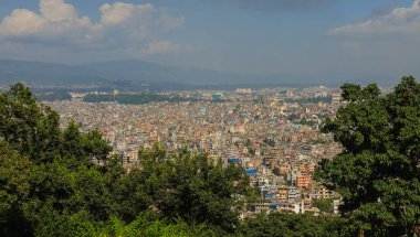 Katmandu şehrinin ünlü Swayambhunath tapınağından panoramik görüntüleri..