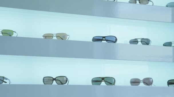 Sunglasses on display — Stock Video