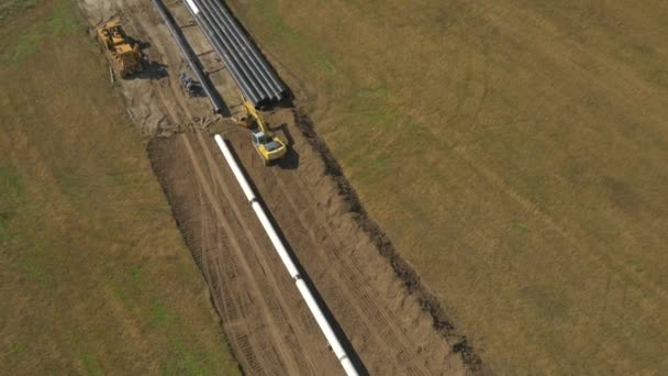 Construcción de oleoductos grandes — Vídeo de stock