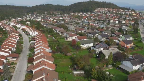 Filas de la calle de los suburbios en el barrio residencial — Vídeos de Stock