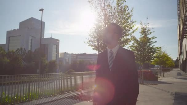 Successful businessman walking — Stock Video