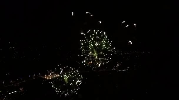 Beautiful fireworks above the city — Stock Video