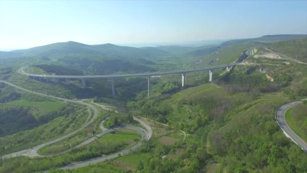 AERIAL: Flying towards big viaduct — Stock Video