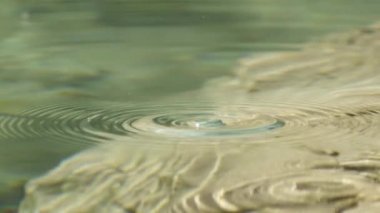 Ağır çekim portre: dağ göle düşen su damlası